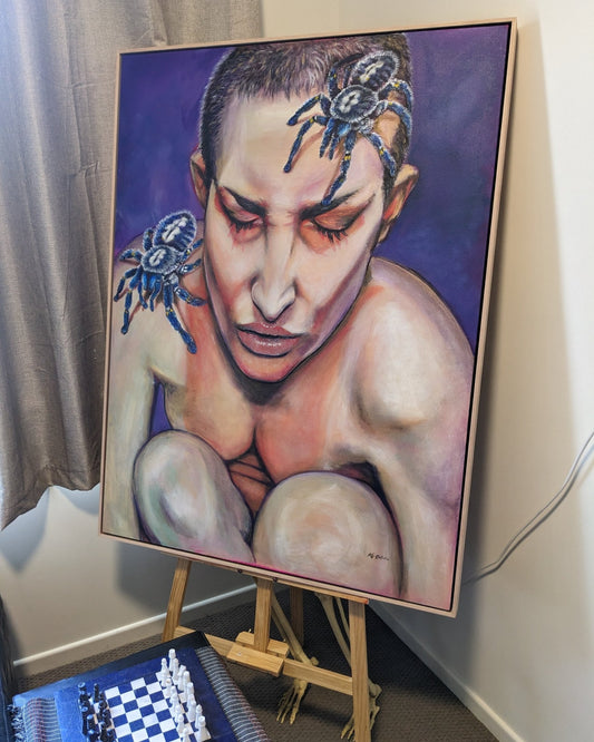 Beautiful Nightmare – A hauntingly expressive artwork blending beauty and darkness, rich in texture and emotion. Original art by Kelly Batsiokis.