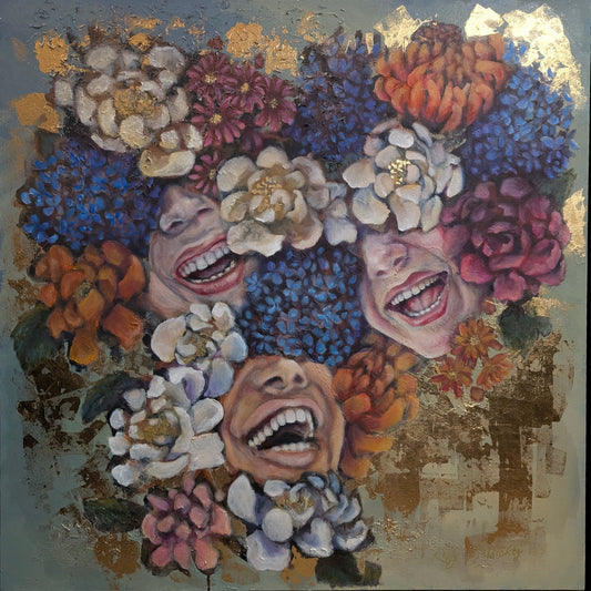 Laughing ladies an original artwork by Kelly Batsiokis