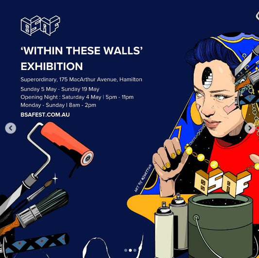 Brisbane Street Art Festival 2024! "Within These Walls" exhibits THREE of my portraits! - Kelly Batsiokis Art