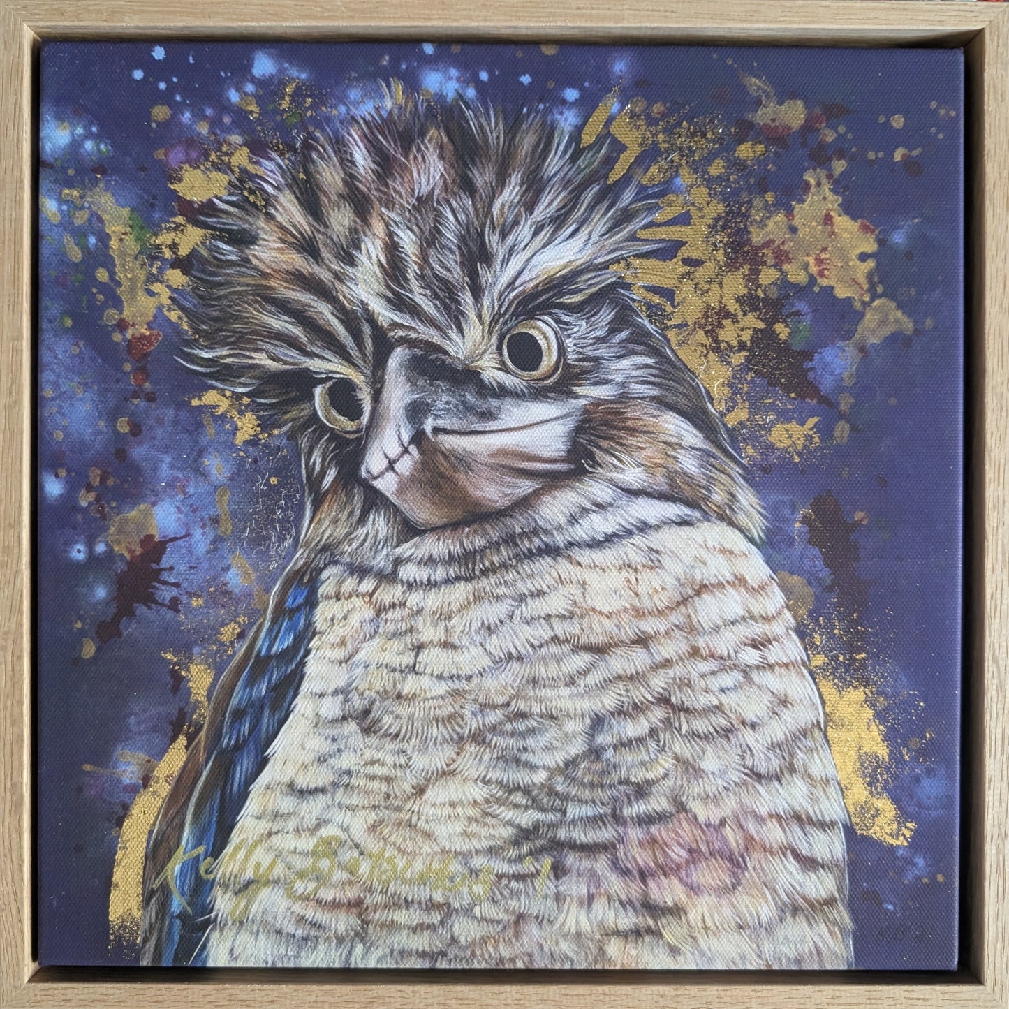 Framed fine art reproduction print of Bazza the Kookaburra by Kelly Batsiokis