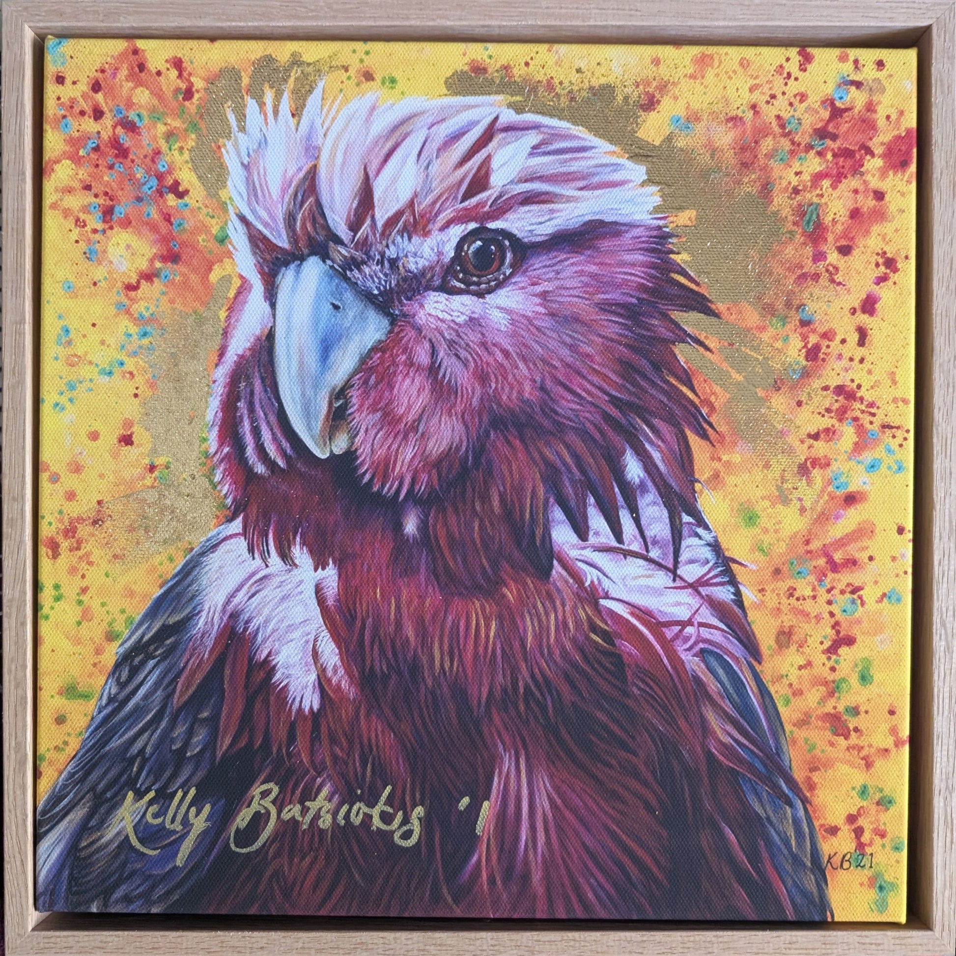 Framed embellished fine art print of Wally the Galah | Kelly Batsiokis