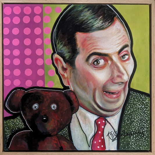 Mr Bean – A playful tribute capturing the quirky charm and timeless humor of the beloved character. Original art by Kelly Batsiokis.