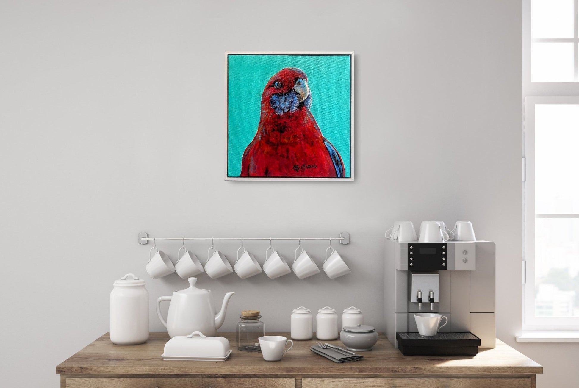 Big Red - Crimson Rosella - Kelly Batsiokis Art