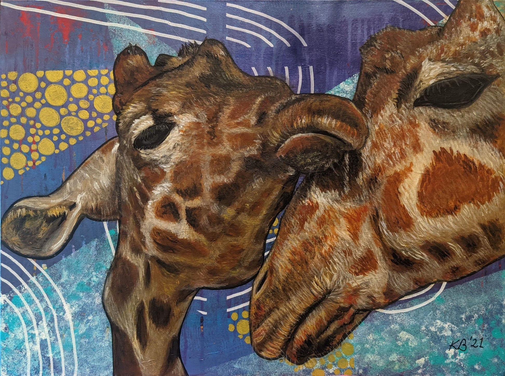 Giraffe Kisses - Kelly Batsiokis Art