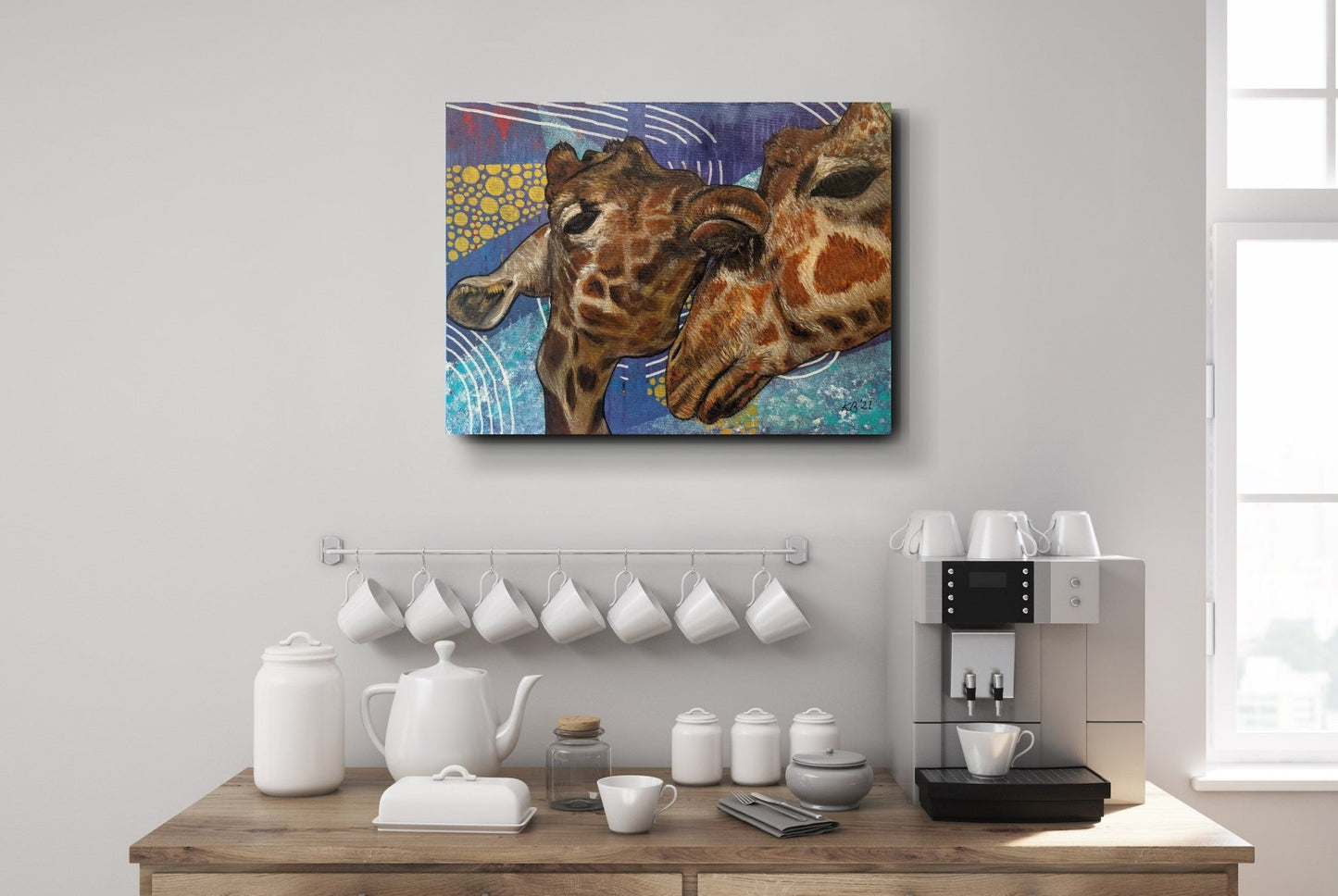 Giraffe Kisses - Kelly Batsiokis Art