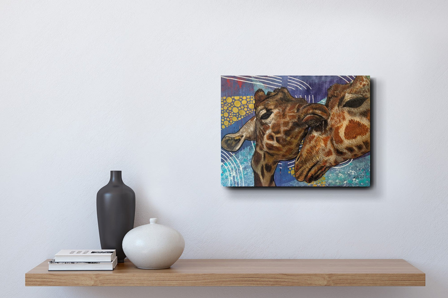 Giraffe Kisses - Kelly Batsiokis Art