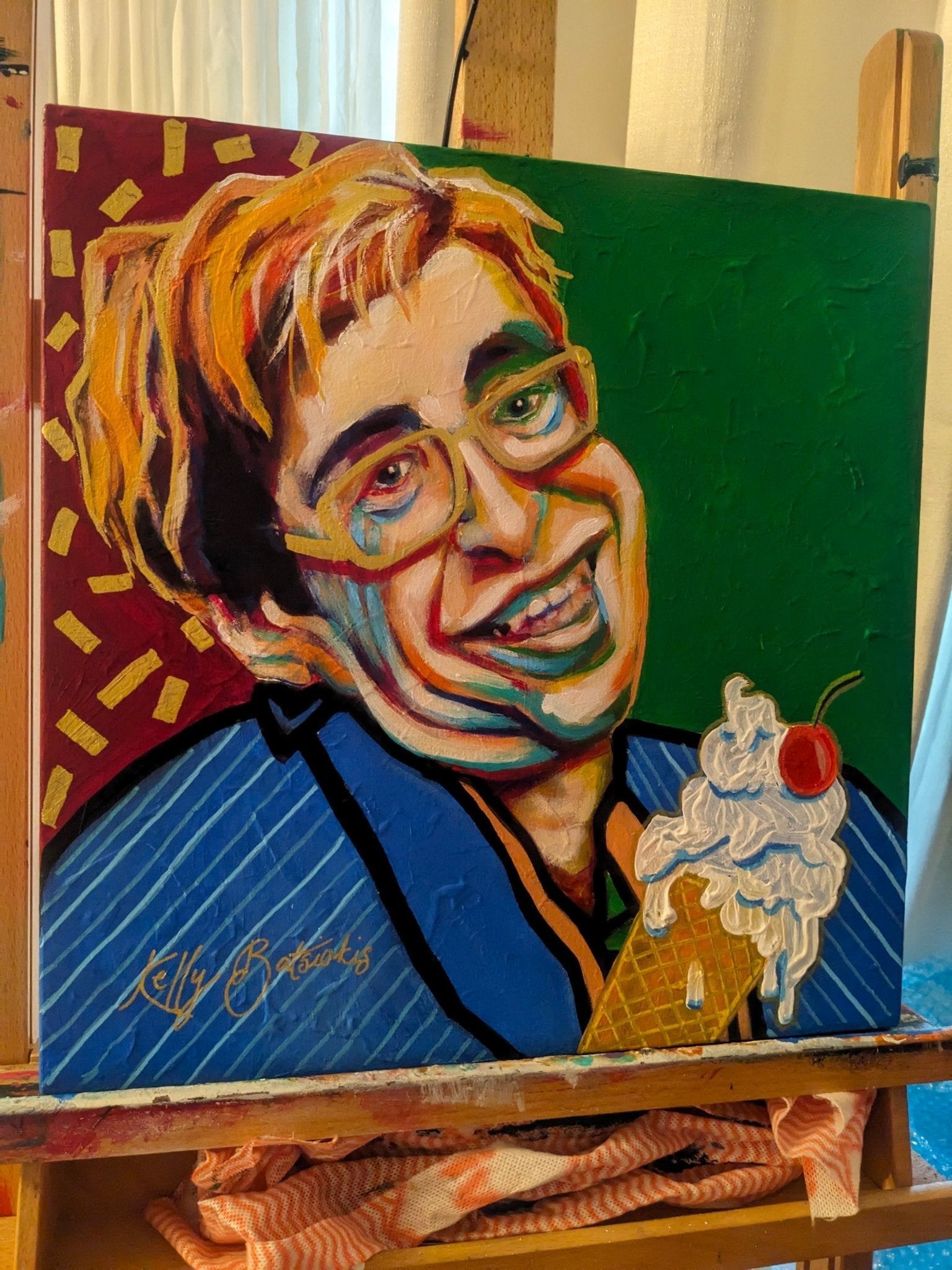 Happy Hawking – A thoughtful tribute capturing the brilliance, curiosity, and legacy of Stephen Hawking. Original art by Kelly Batsiokis.